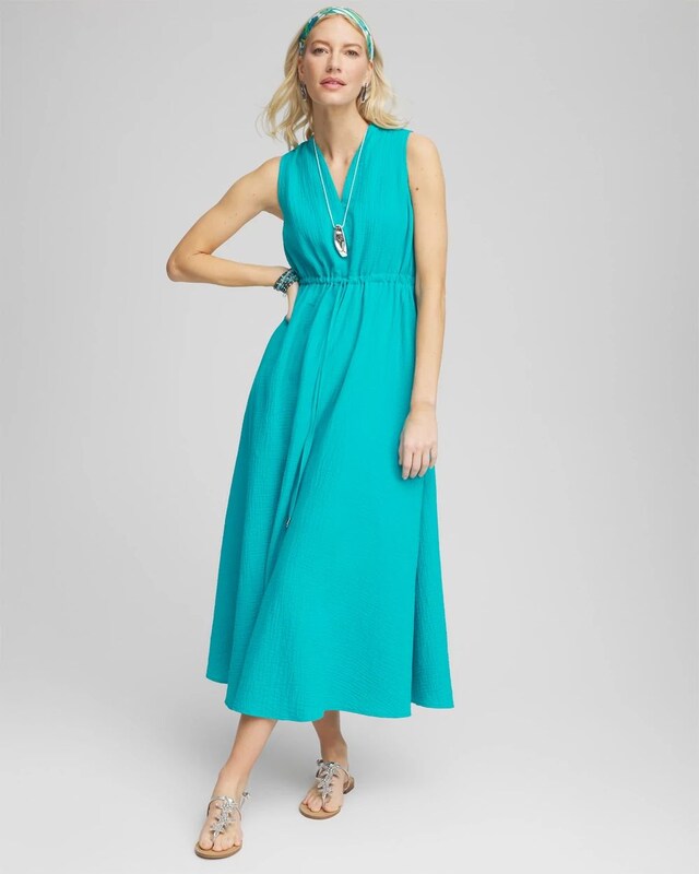 Sleeveless Maxi Gauze Dress - image 1